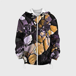 Куртка с капюшоном детская Чёрно-жёлтый камень, цвет: 3D-белый