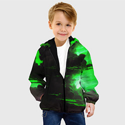 Куртка с капюшоном детская Кислотный зелёный закат, цвет: 3D-черный — фото 2