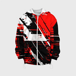 Детская куртка Diagonal black and white stripes on a red backgrou