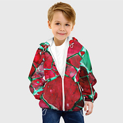 Куртка с капюшоном детская Зеленый минерал в красном камне, цвет: 3D-белый — фото 2