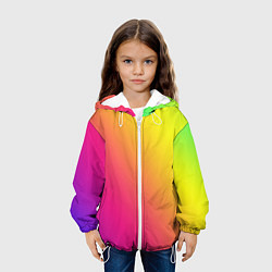 Куртка с капюшоном детская Градиент зелёно-фиолетовый насыщенный, цвет: 3D-белый — фото 2