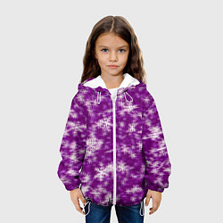 Куртка с капюшоном детская Снежинки глитч, цвет: 3D-белый — фото 2