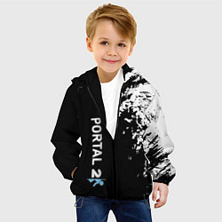 Куртка с капюшоном детская Portal краски черно белый, цвет: 3D-черный — фото 2