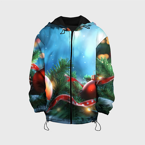 Детская куртка Красные игрушки новогодние / 3D-Черный – фото 1
