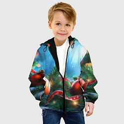 Куртка с капюшоном детская Красные игрушки новогодние, цвет: 3D-черный — фото 2