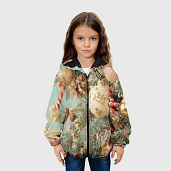 Куртка с капюшоном детская Елочные новогодние игрушки, цвет: 3D-черный — фото 2