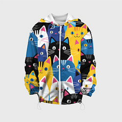 Куртка с капюшоном детская Много цветных котиков, цвет: 3D-белый