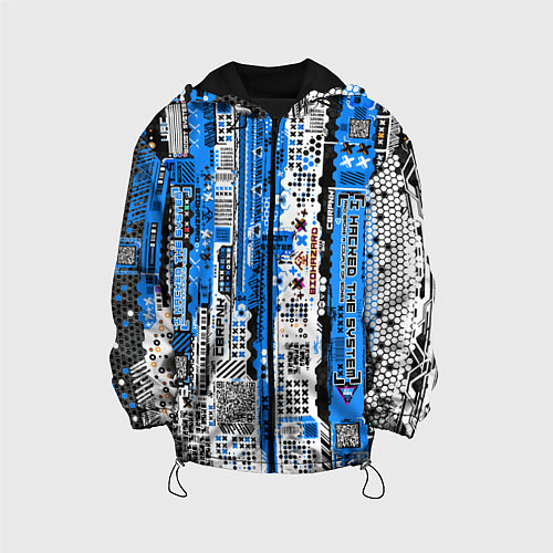 Детская куртка Киберпанк паттерн синий / 3D-Черный – фото 1