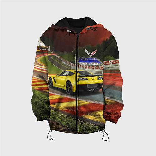 Детская куртка Chevrolet Corvette на гоночной трассе / 3D-Черный – фото 1