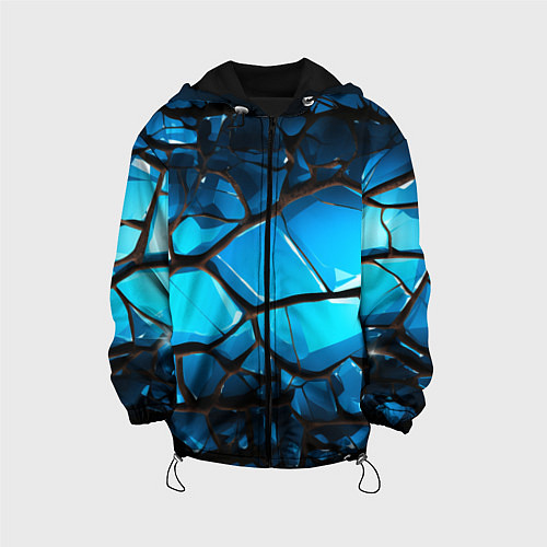 Детская куртка Синяя текстура объемных плит / 3D-Черный – фото 1
