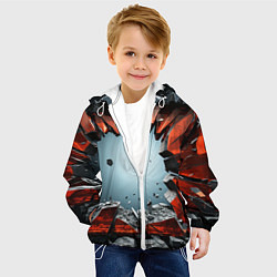 Куртка с капюшоном детская Разбитые плиты из стекла, цвет: 3D-белый — фото 2