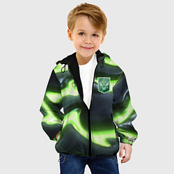 Куртка с капюшоном детская Зеленый неоновый камуфляж, цвет: 3D-черный — фото 2