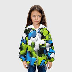 Куртка с капюшоном детская Камуфляж в стиле графитти, цвет: 3D-белый — фото 2