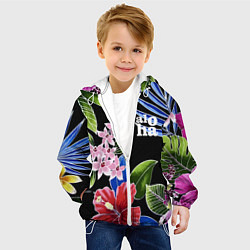 Куртка с капюшоном детская Tropical flowers - aloha, цвет: 3D-белый — фото 2