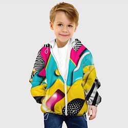 Куртка с капюшоном детская Праздничная абстракция, цвет: 3D-белый — фото 2
