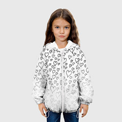 Куртка с капюшоном детская Рисованные сердца, цвет: 3D-белый — фото 2