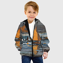 Куртка с капюшоном детская Живопись с парусниками, цвет: 3D-черный — фото 2