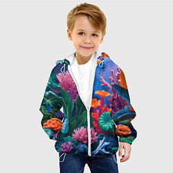Куртка с капюшоном детская Подводные кораллы, цвет: 3D-белый — фото 2