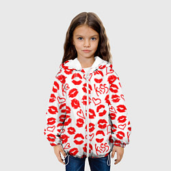 Куртка с капюшоном детская Губы и сердца, цвет: 3D-белый — фото 2