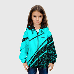 Куртка с капюшоном детская Sport голубой с чёрным в крапинку, цвет: 3D-черный — фото 2