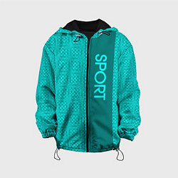 Куртка с капюшоном детская Sport бирюзовый текстурный с полосой, цвет: 3D-черный