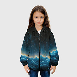 Куртка с капюшоном детская Облака и черное небо текстура, цвет: 3D-черный — фото 2