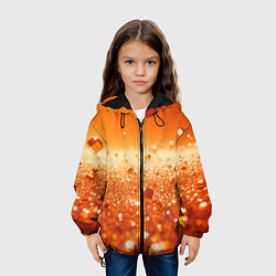 Куртка с капюшоном детская Оранжевые блестящие частицы текстура, цвет: 3D-черный — фото 2