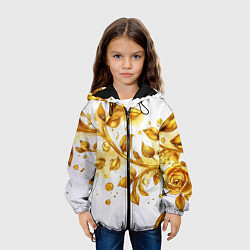 Куртка с капюшоном детская Золотые листья на белом, цвет: 3D-черный — фото 2