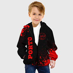 Куртка с капюшоном детская Porto - red gradient вертикально, цвет: 3D-черный — фото 2