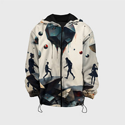 Куртка с капюшоном детская Сюрреалистичные люди и камни, цвет: 3D-черный