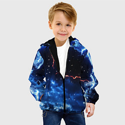 Куртка с капюшоном детская Звезды и молнии в разломе плит, цвет: 3D-черный — фото 2