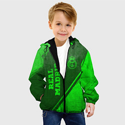 Куртка с капюшоном детская Real Madrid - green gradient вертикально, цвет: 3D-черный — фото 2