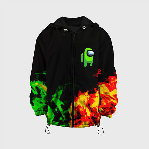 Детская куртка Амонг ас огненная текстура / 3D-Черный – фото 1