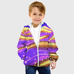 Куртка с капюшоном детская Блестящая волнистая текстура, цвет: 3D-белый — фото 2