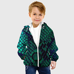 Куртка с капюшоном детская Бирюзовая змеиная кожа, цвет: 3D-белый — фото 2