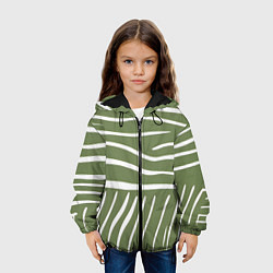 Куртка с капюшоном детская Полоски зеленой зебры, цвет: 3D-черный — фото 2