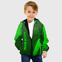 Куртка с капюшоном детская Nissan - green gradient вертикально, цвет: 3D-черный — фото 2