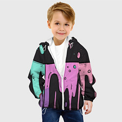 Куртка с капюшоном детская Стекающая краска текстура, цвет: 3D-белый — фото 2