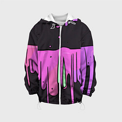 Куртка с капюшоном детская Фиолетовая текстура на черном фоне, цвет: 3D-белый