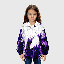 Куртка с капюшоном детская Фиолетовый огонь текстура, цвет: 3D-белый — фото 2