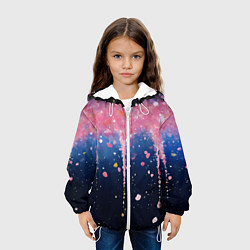 Куртка с капюшоном детская Розово-синяя текстура, цвет: 3D-белый — фото 2
