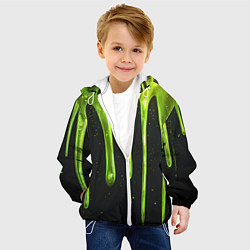 Куртка с капюшоном детская Слизь зеленая текстура, цвет: 3D-белый — фото 2