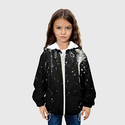 Куртка с капюшоном детская Белые брызги на черном, цвет: 3D-белый — фото 2