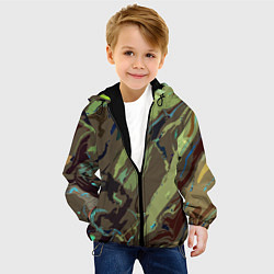 Куртка с капюшоном детская Абстракция тон хаки, цвет: 3D-черный — фото 2