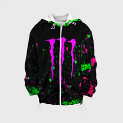 Куртка с капюшоном детская Monster energy splash color, цвет: 3D-белый
