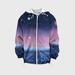 Куртка с капюшоном детская Закат с блестками - текстура, цвет: 3D-белый