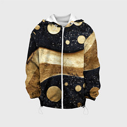 Куртка с капюшоном детская Золотая объемная абстракция - текстура, цвет: 3D-белый