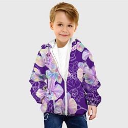 Куртка с капюшоном детская Японские акварельные орхидеи, цвет: 3D-белый — фото 2