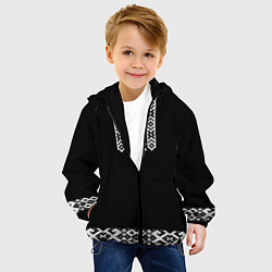 Куртка с капюшоном детская Славянский орнамент и узор на черном - вышиванка р, цвет: 3D-черный — фото 2