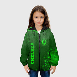 Куртка с капюшоном детская Chelsea - green gradient вертикально, цвет: 3D-черный — фото 2